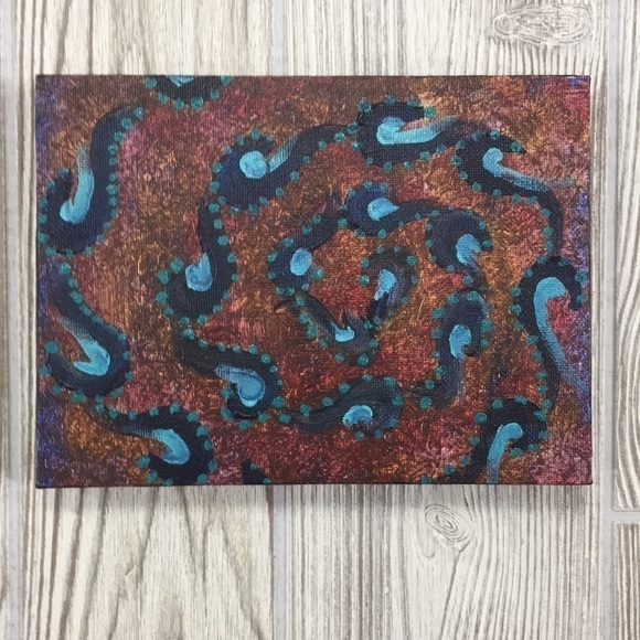 Abstract Paisley Anomaly Acrylic Painting on Small Panel - Picture 1 of 10